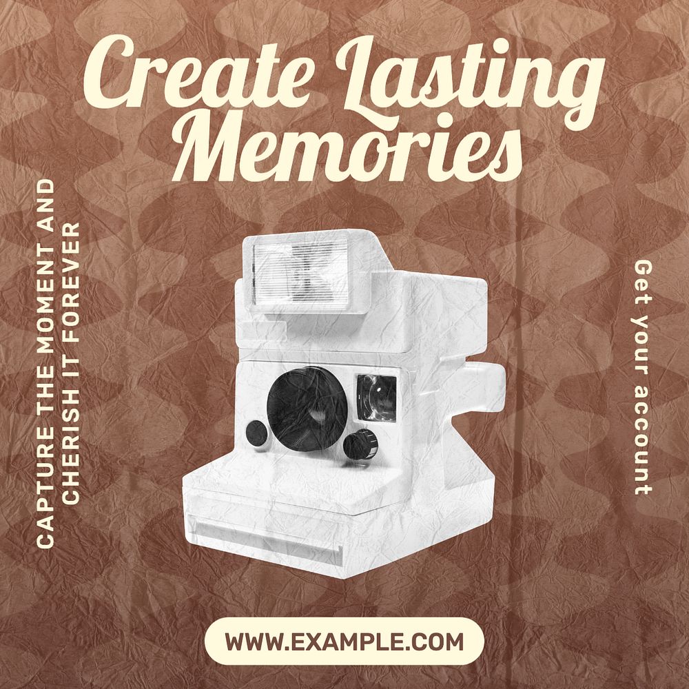 Create lasting memories Instagram post template, editable text