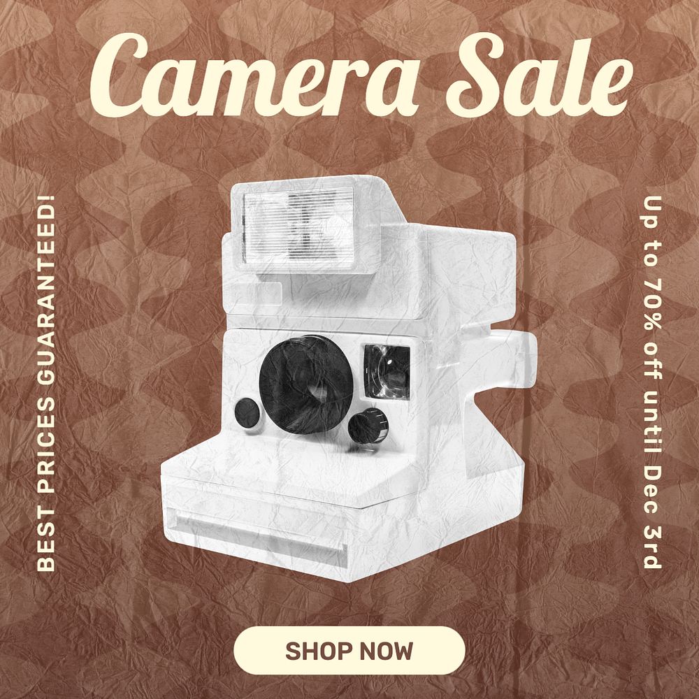 Camera sale Instagram post template, editable text