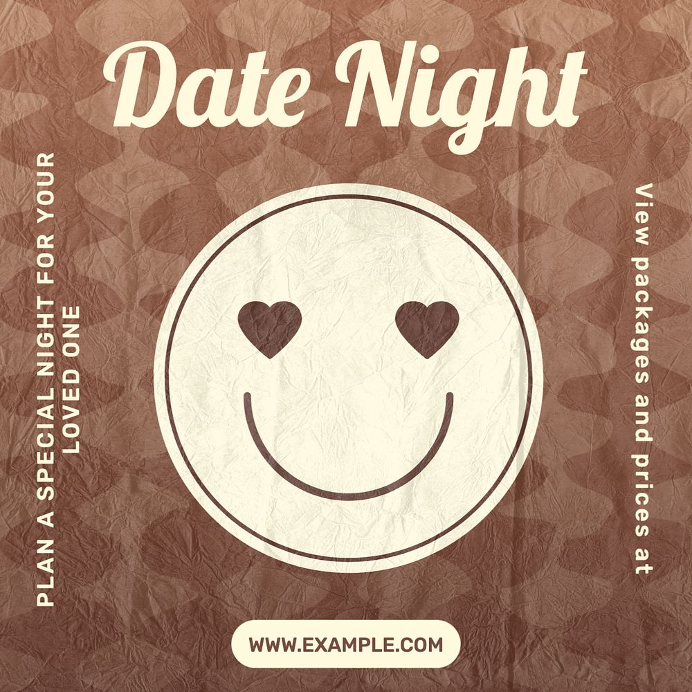 Date night Instagram post template, editable text