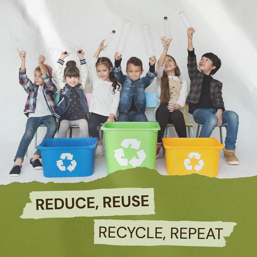 Reduce, reuse, recycle Instagram post template, editable text