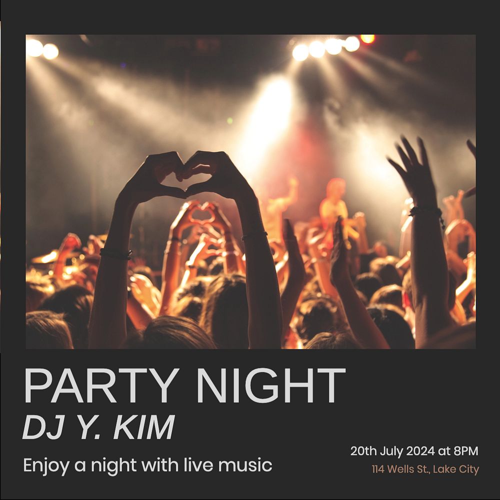 Party night Instagram post template, editable text