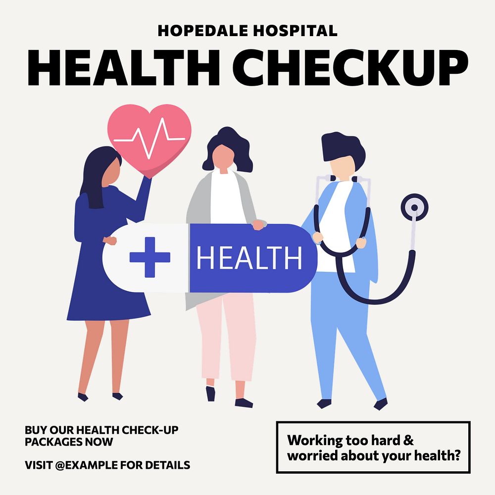 Health checkup Instagram post template, editable text