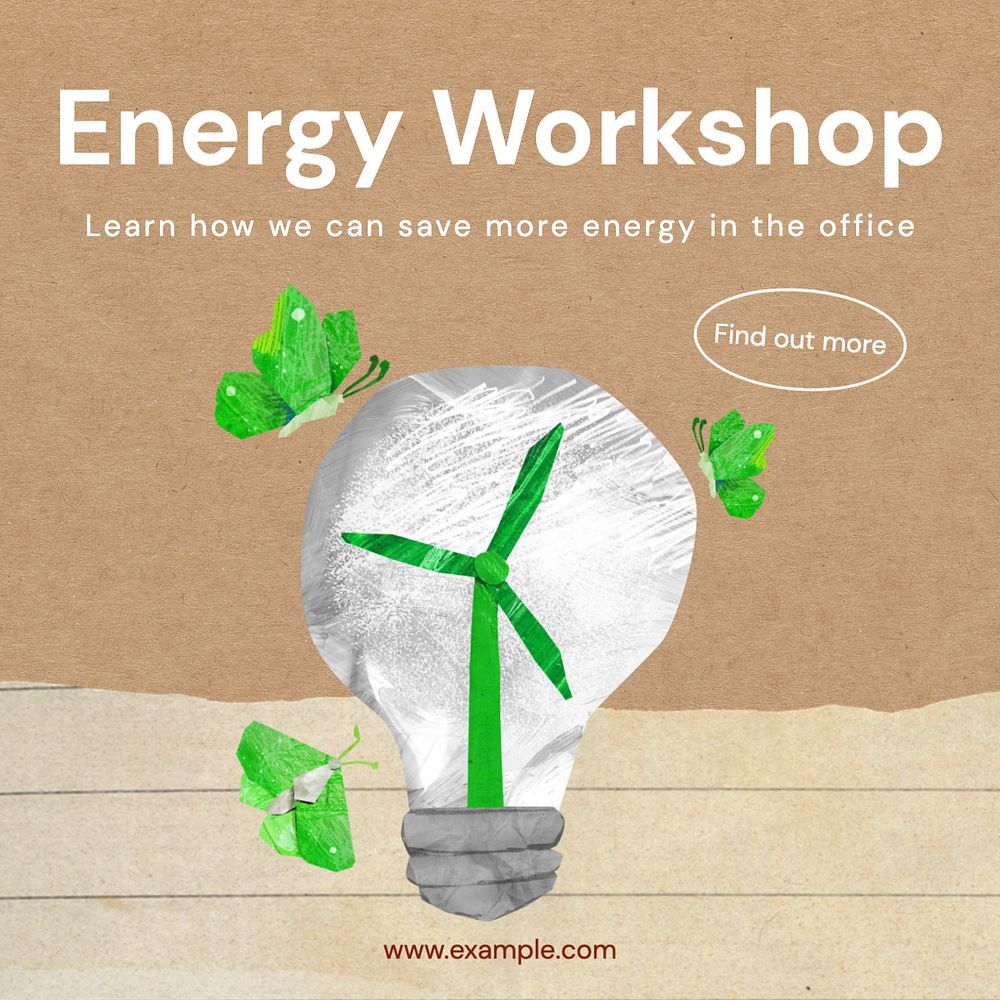 Energy workshop Instagram post template, editable text