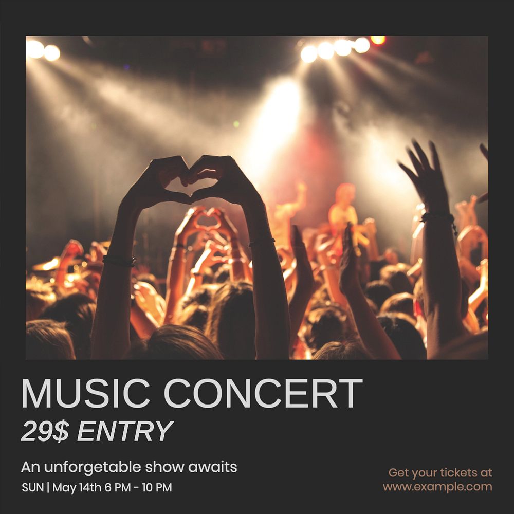 Music concert Instagram post template, editable text