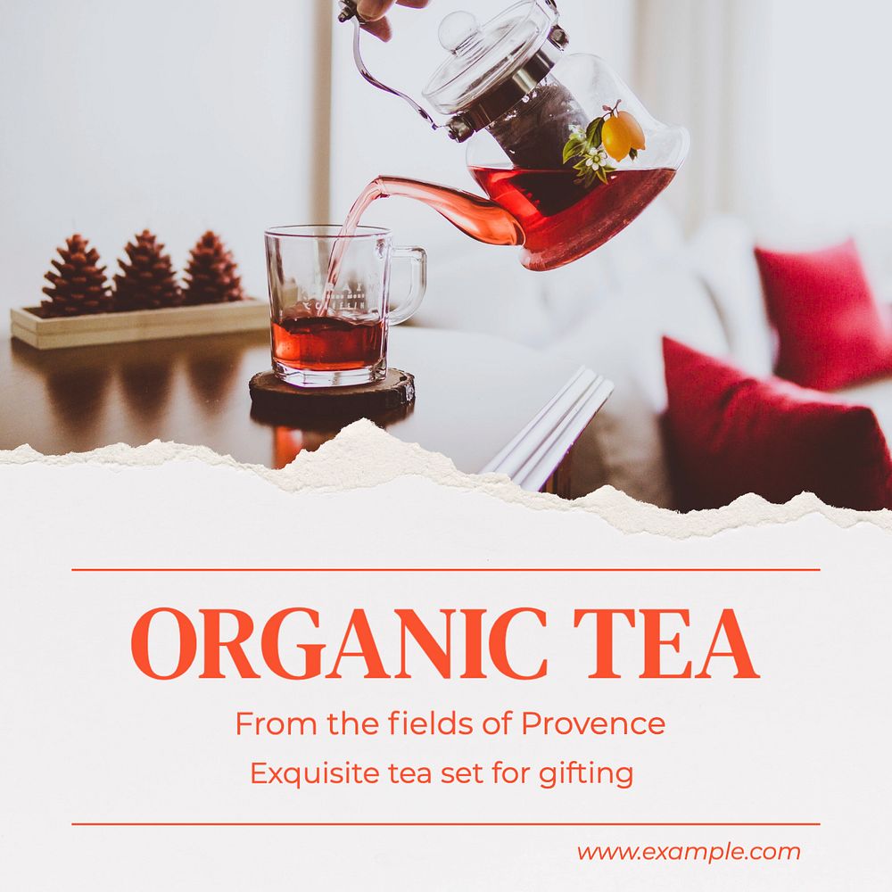 Organic tea Instagram post template, editable text