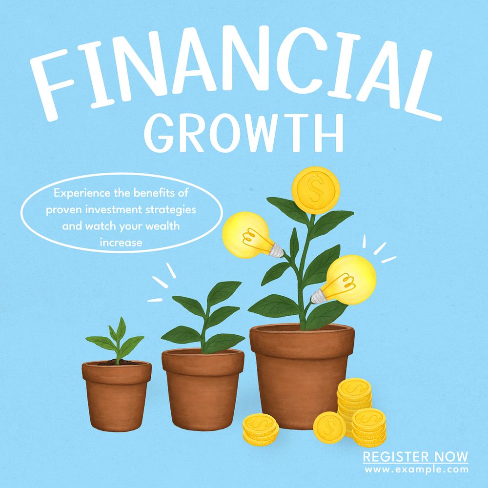 Financial growth Instagram post template, editable text