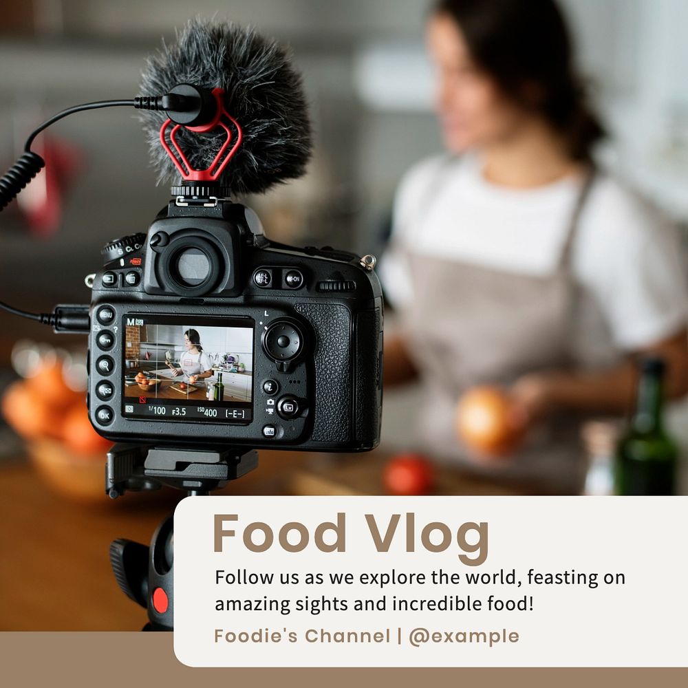 Food vlog Instagram post template, editable text