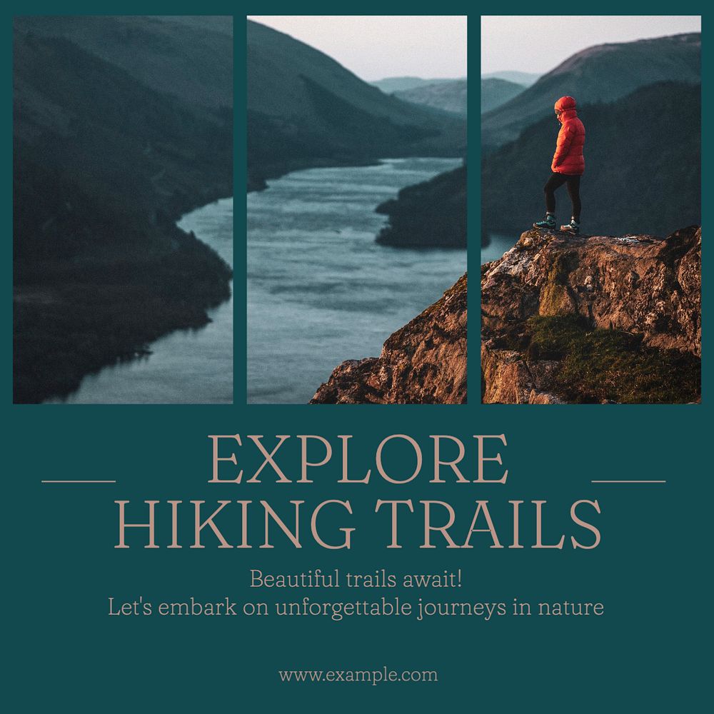 Hiking trails Instagram post template, editable text