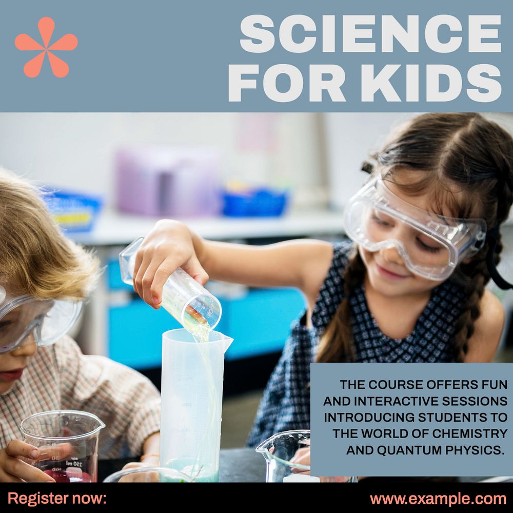 Kids science class Instagram post template, editable text