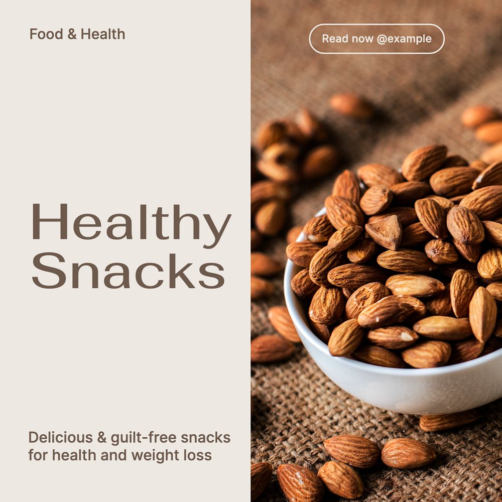 Healthy snacks Instagram post template, editable text