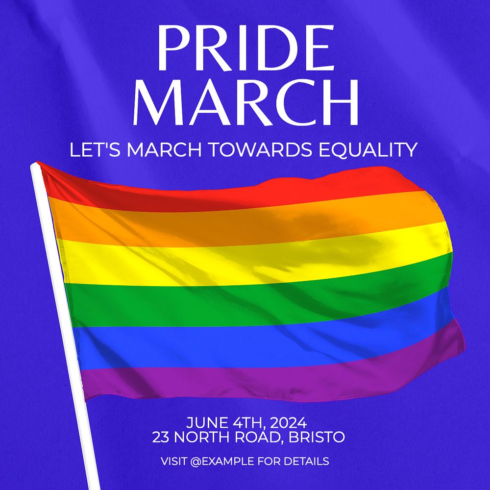 Pride march Instagram post template, editable text