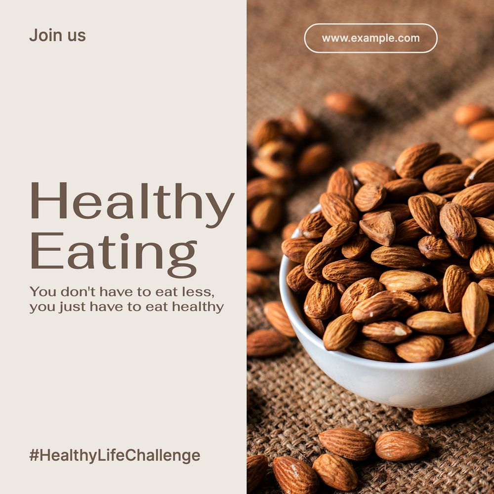 Healthy eating Instagram post template, editable text