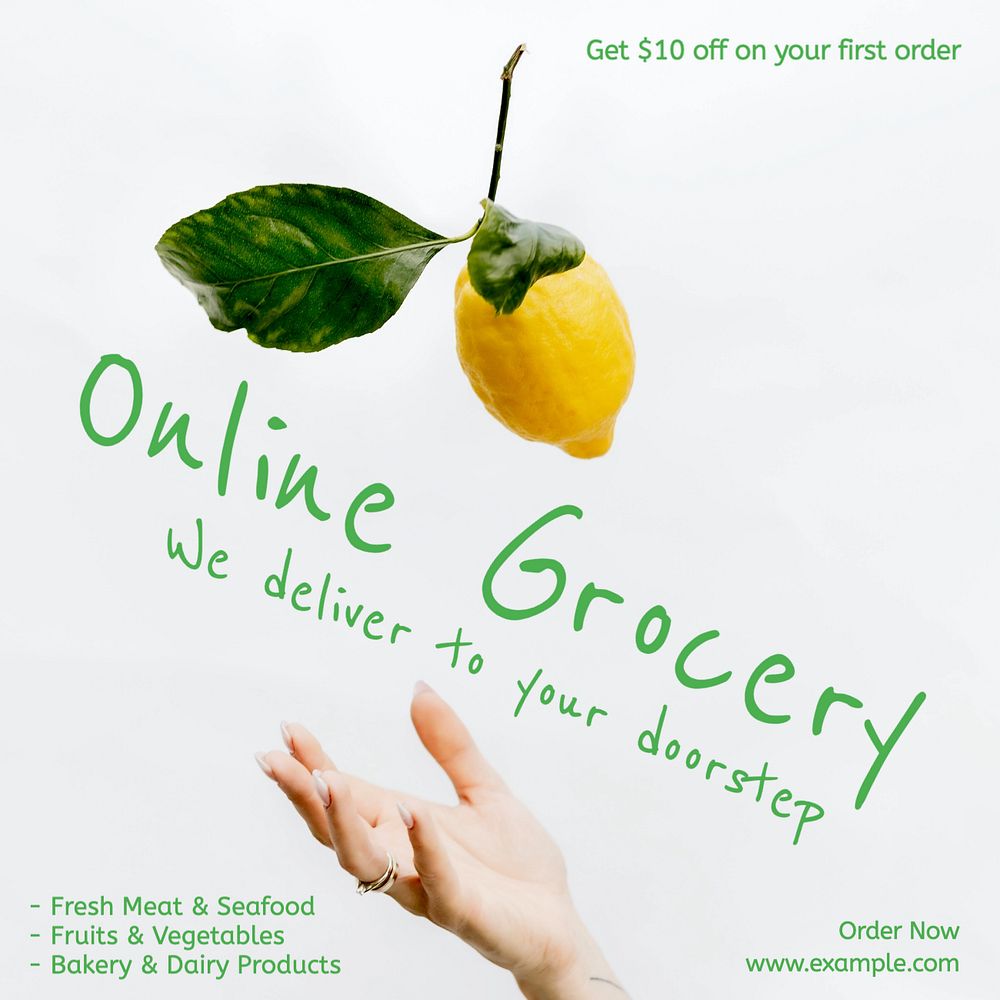 Online grocery Instagram post template, editable text