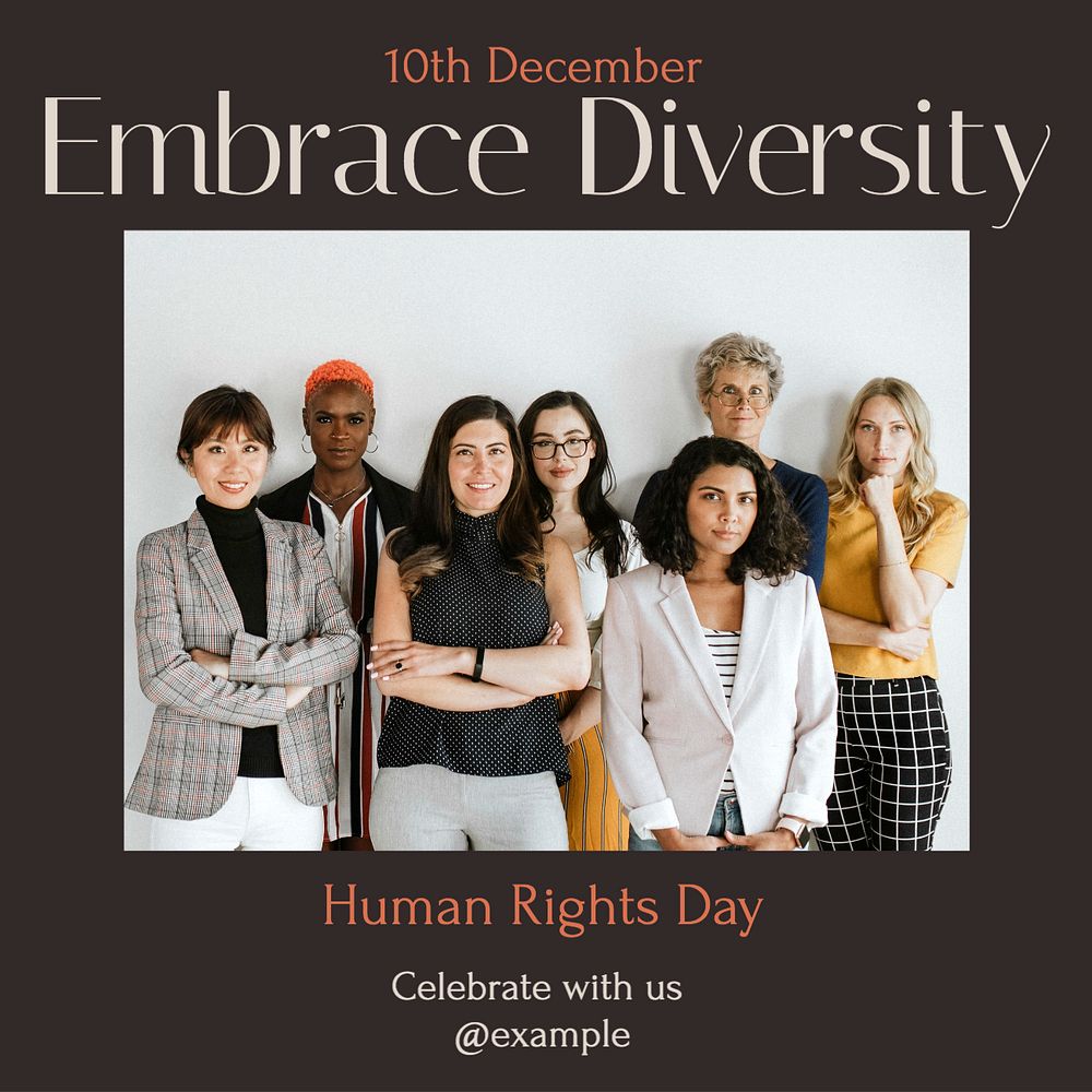 Embrace diversity Instagram post template, editable text