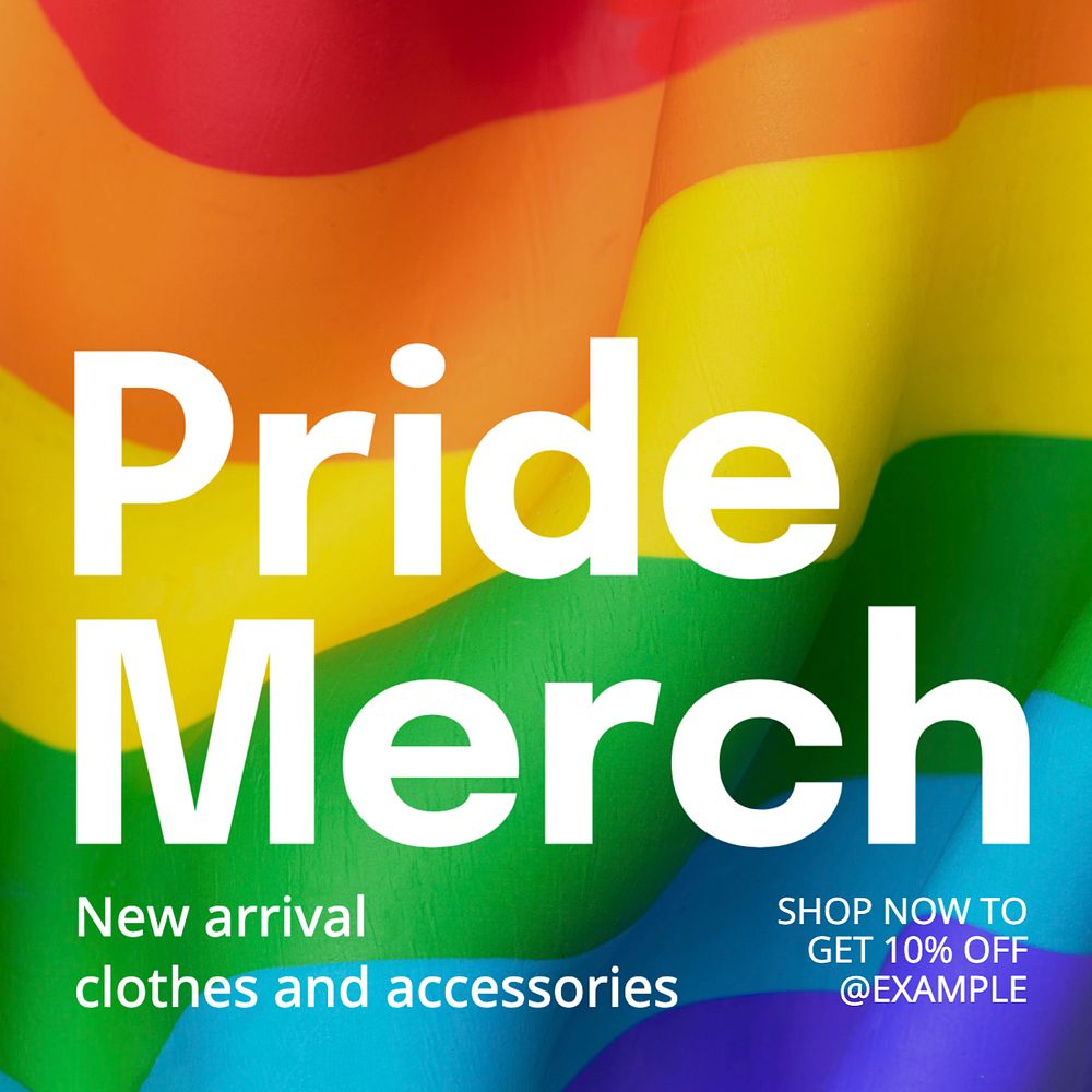 Pride merch Instagram post template, editable text