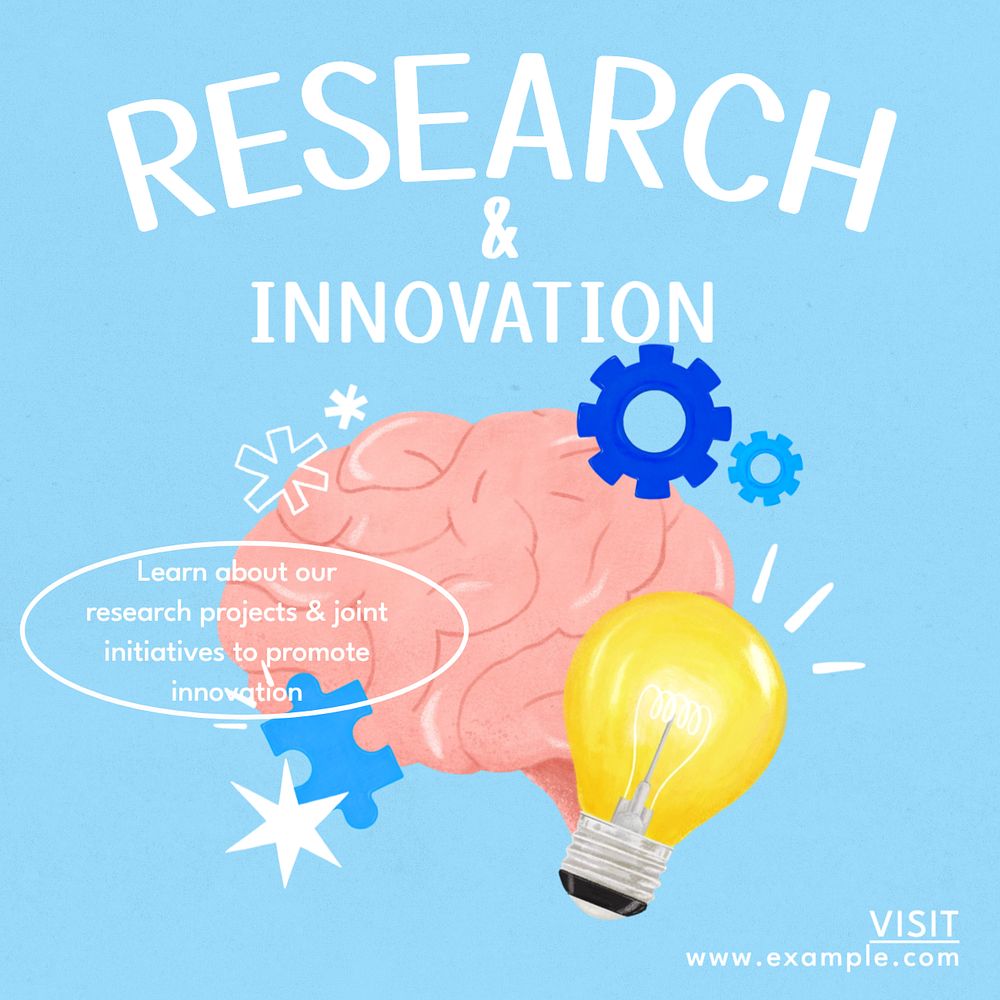 Research & innovation Instagram post template, editable text