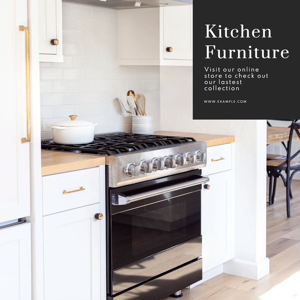 Kitchen furniture Instagram post template, editable text