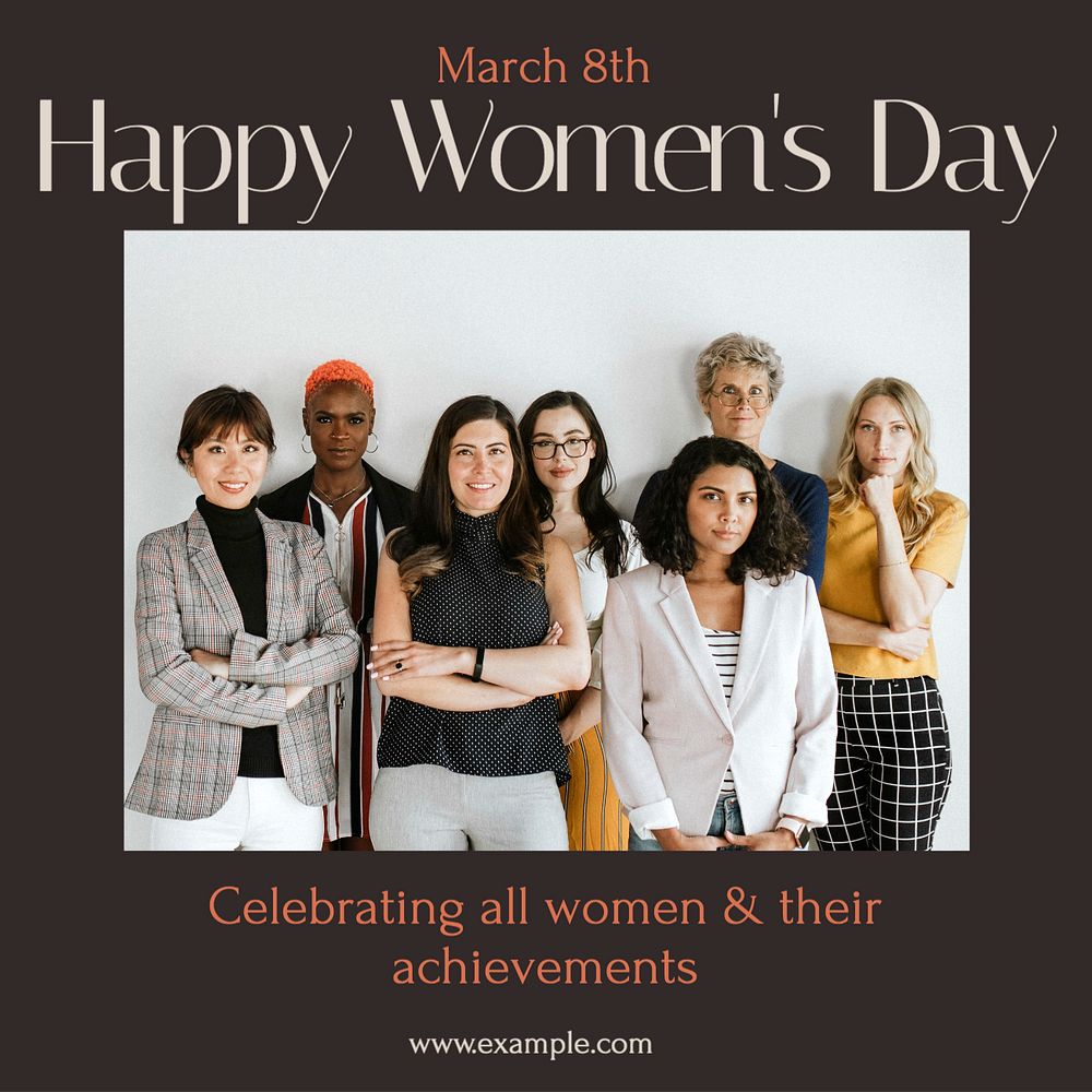 Women's day Instagram post template, editable text