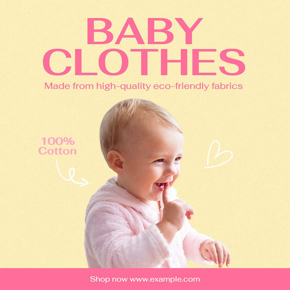 Baby clothes Instagram post template, editable text