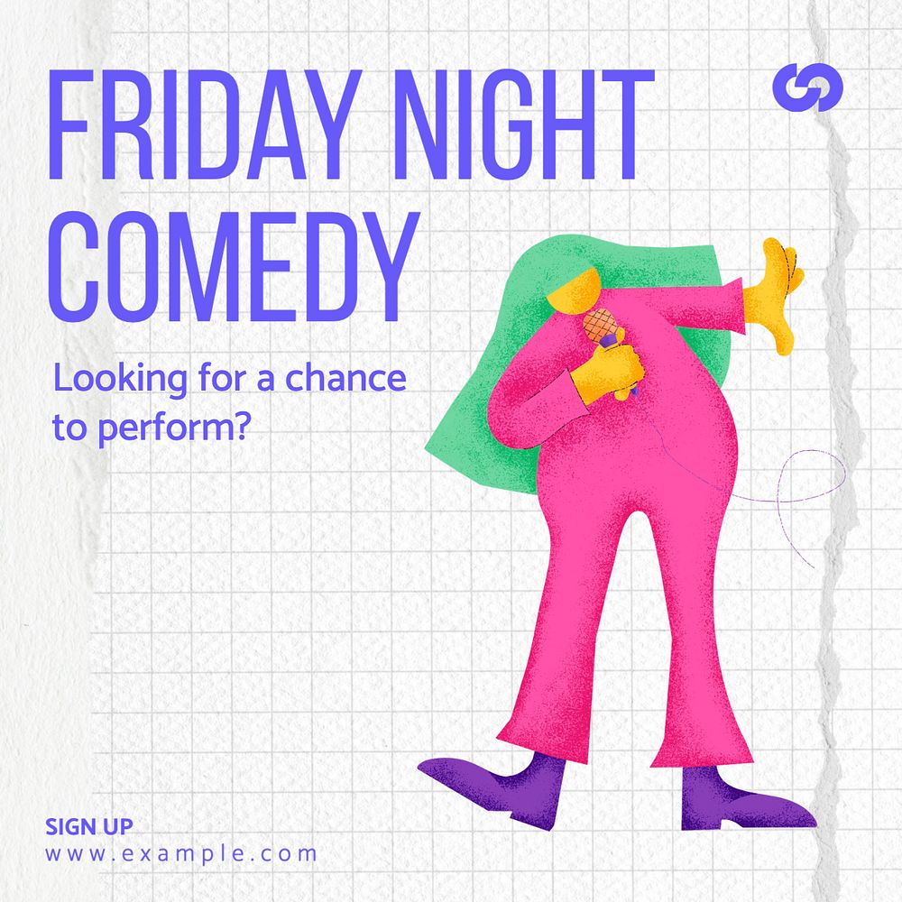 Friday night comedy Instagram post template, editable text