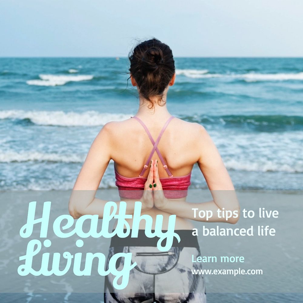 Healthy living Instagram post template, editable text