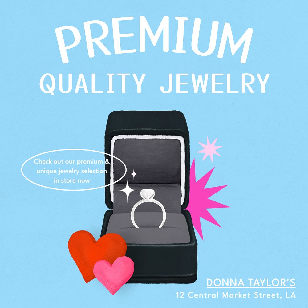 Premium jewelry Instagram post template, editable text