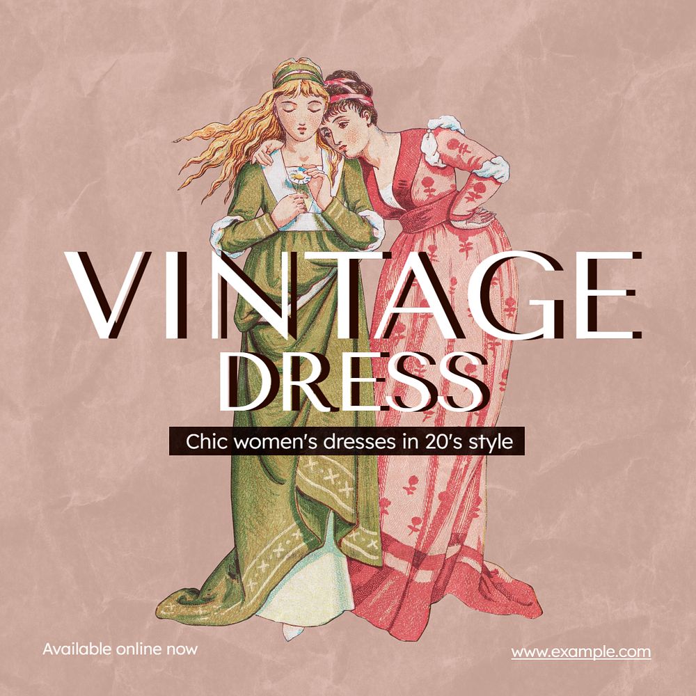 Vintage clothing Instagram post template, editable text