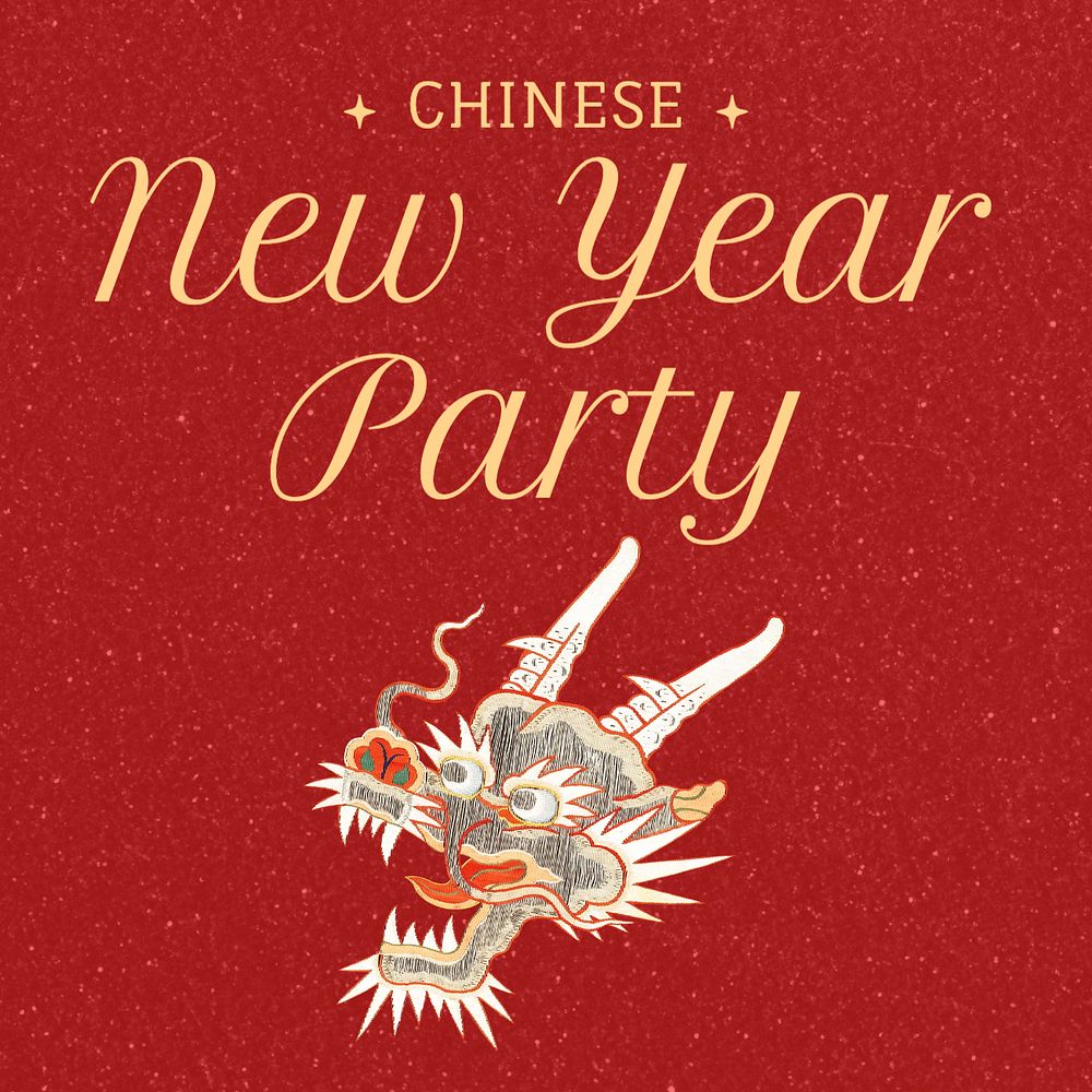 Chinese new year party Instagram post template, editable text