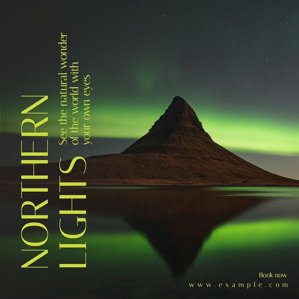 Northern Lights tour Instagram post template, editable text