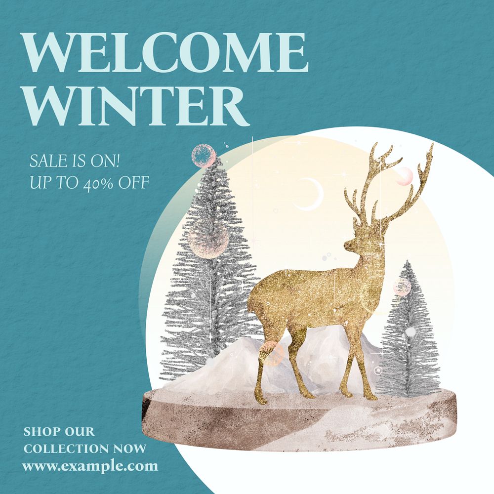 Welcome winter sale  Instagram post template, editable text