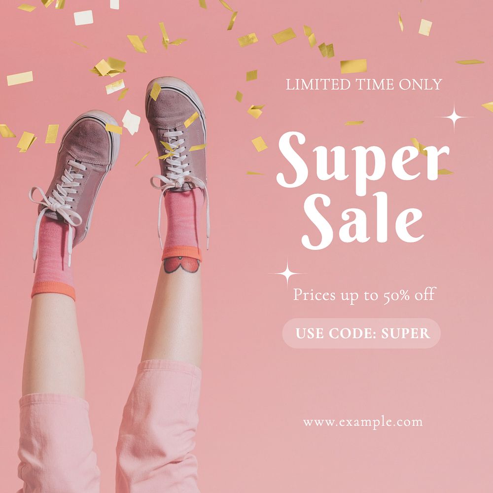 Super sale Instagram post template, editable text