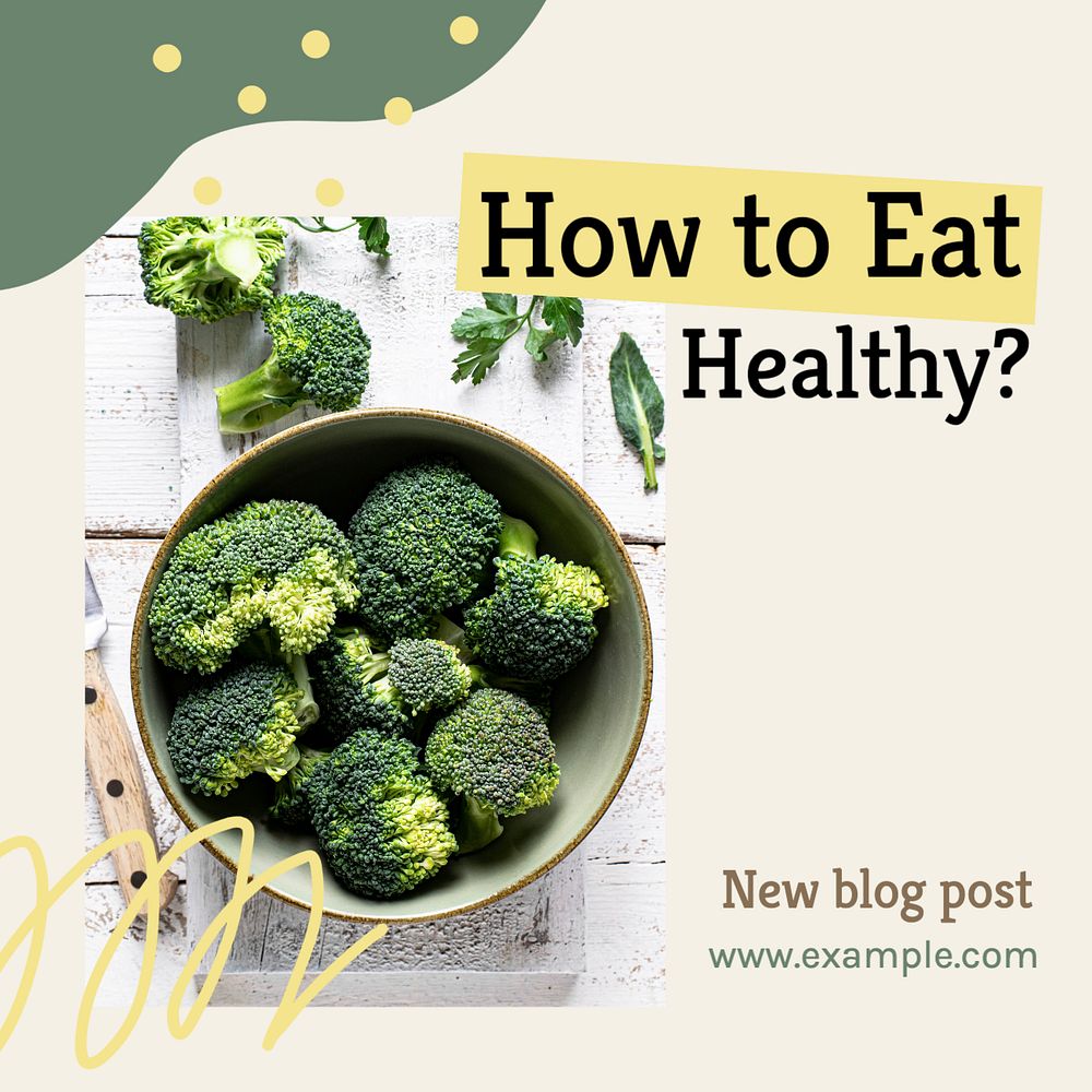 Healthy eating Instagram post template, editable text