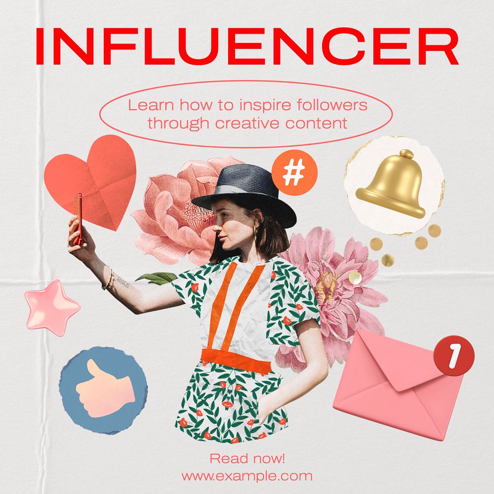 Influencer Instagram post template, editable text