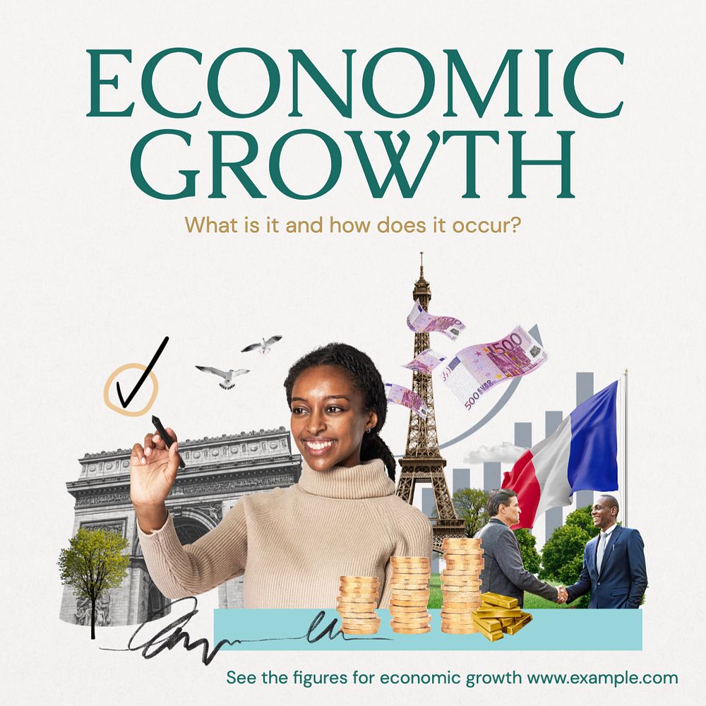 Economic growth Instagram post template, editable text