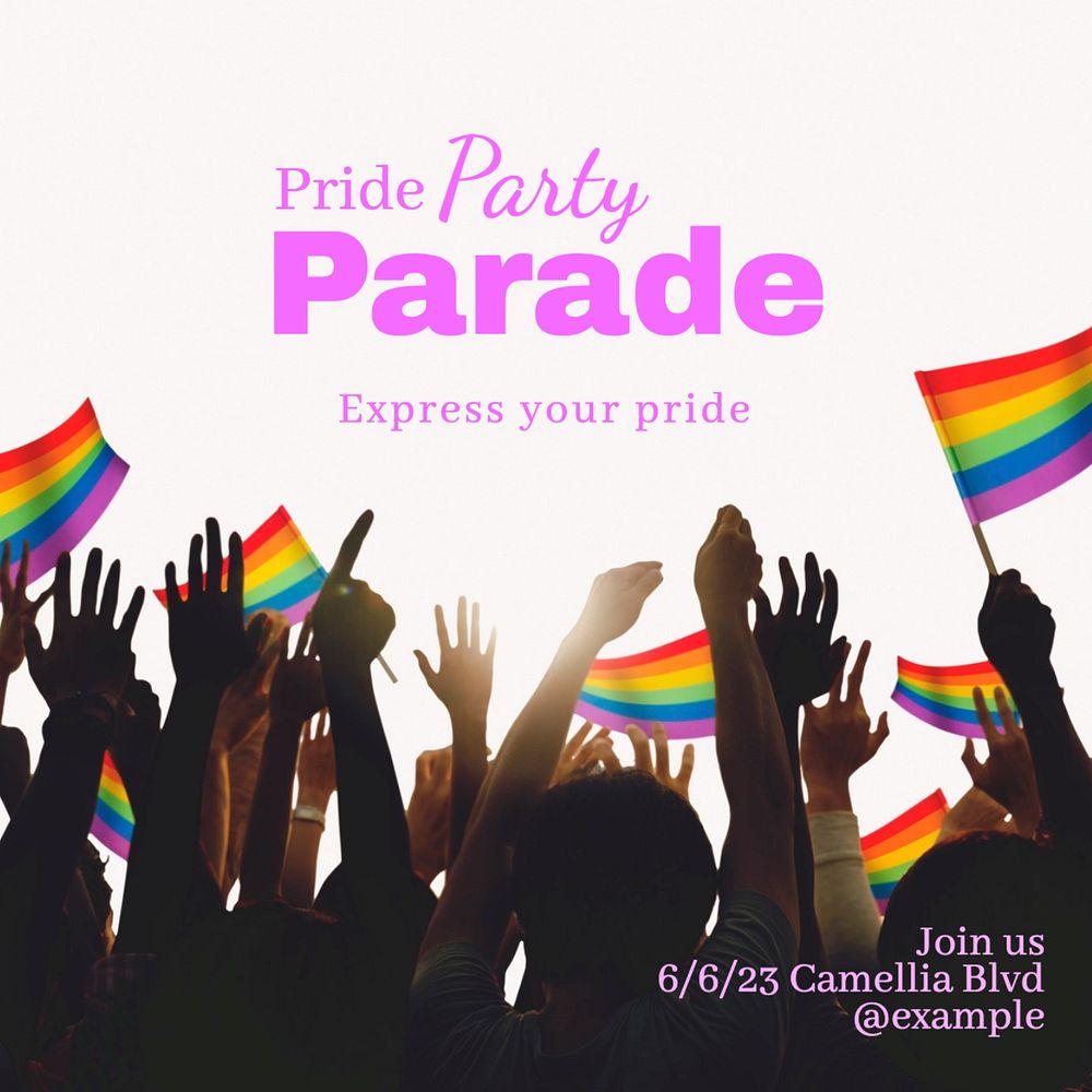 Pride parade Instagram post template, editable text