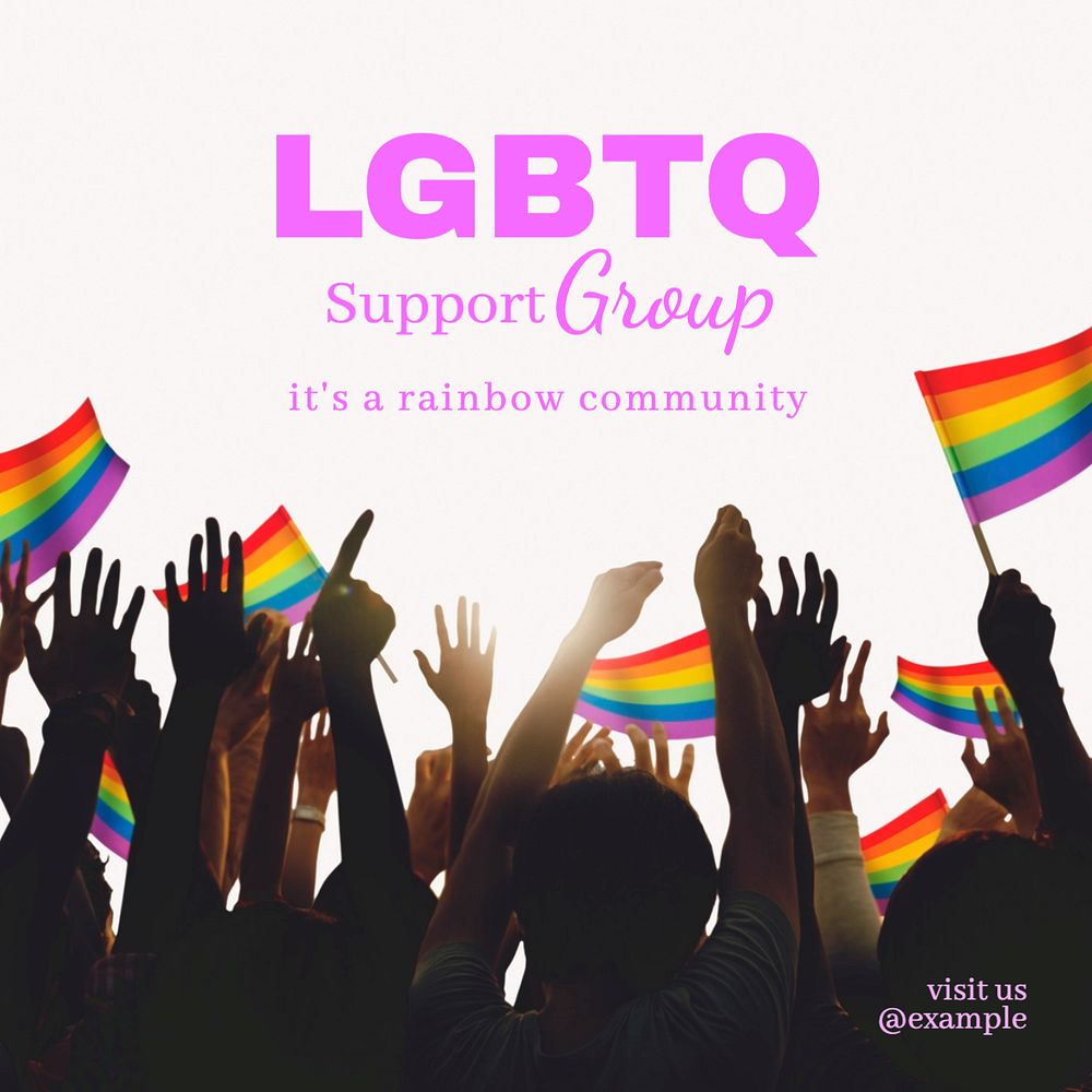 LGBTQ support group Instagram post template, editable text