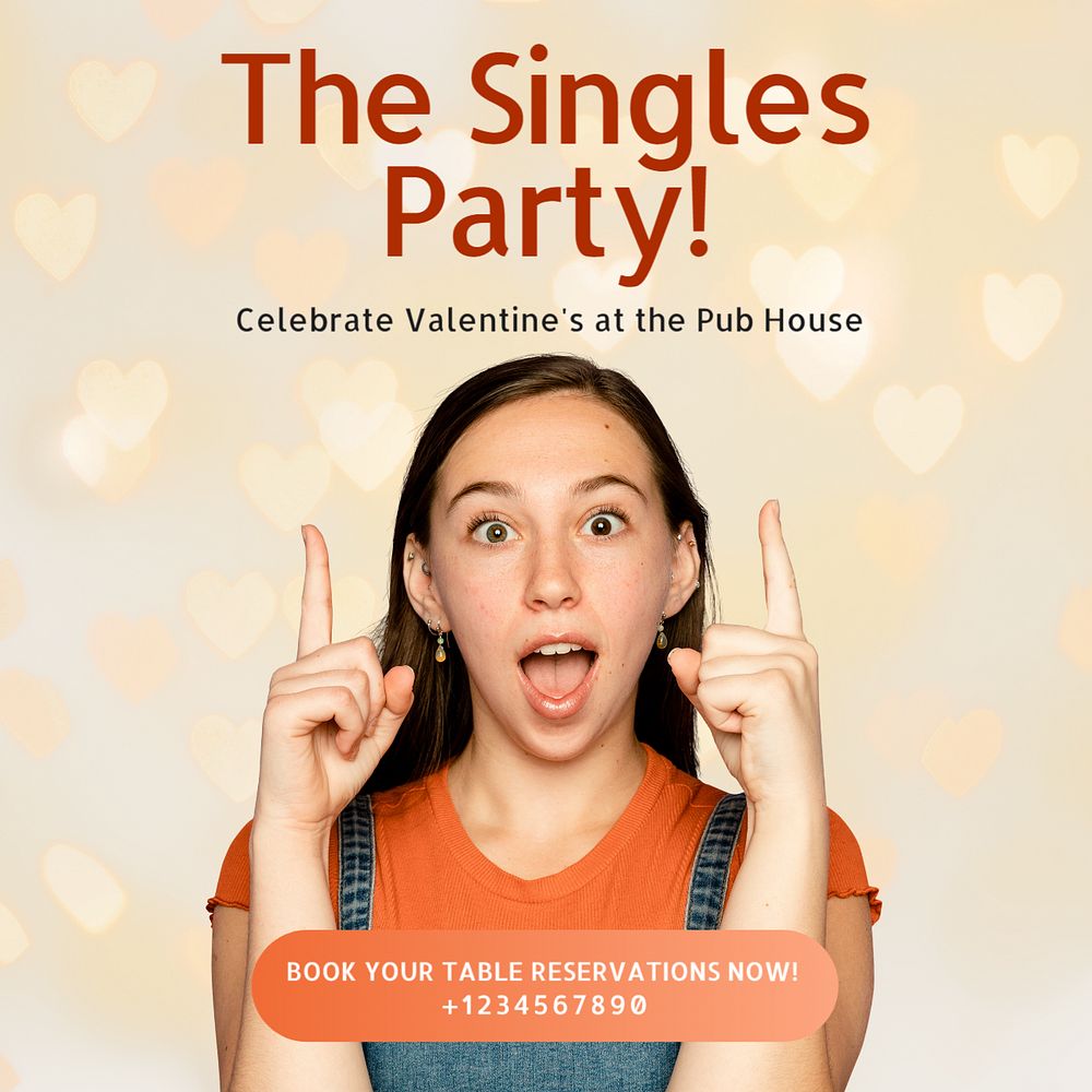 Singles party valentines Instagram post template, editable text