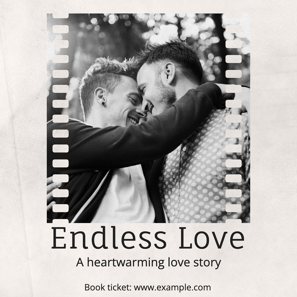 Endless love Instagram post template, editable text