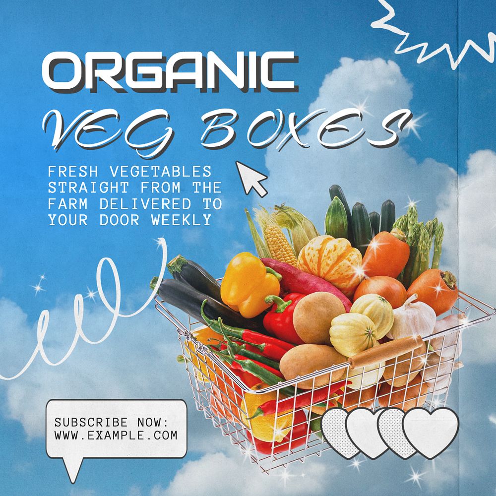 Organic vegetable delivery Instagram post template, editable text