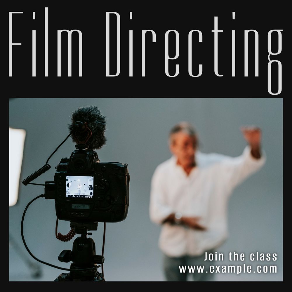 Film directing class Instagram post template, editable text