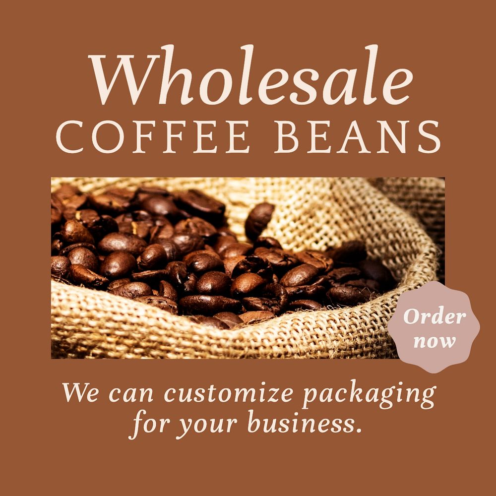 Wholesale coffee bag Instagram post template, editable text