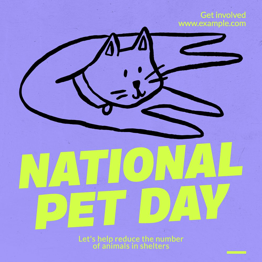 National pet day Instagram post template, editable text