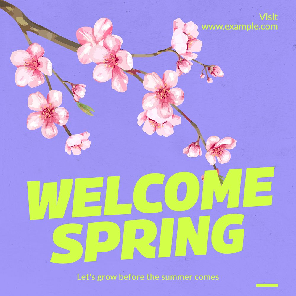 Welcome spring Instagram post template, editable text