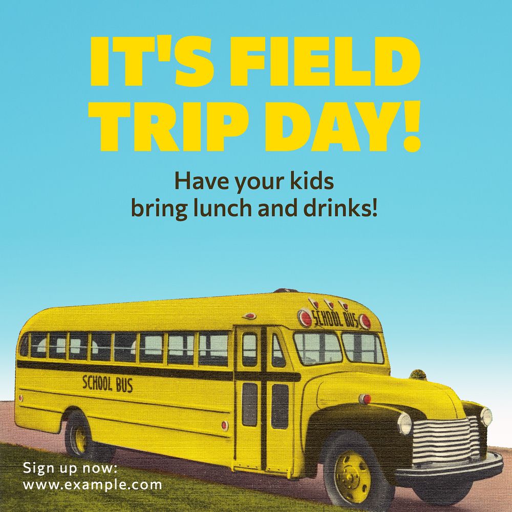 Field trip Instagram post template, editable text