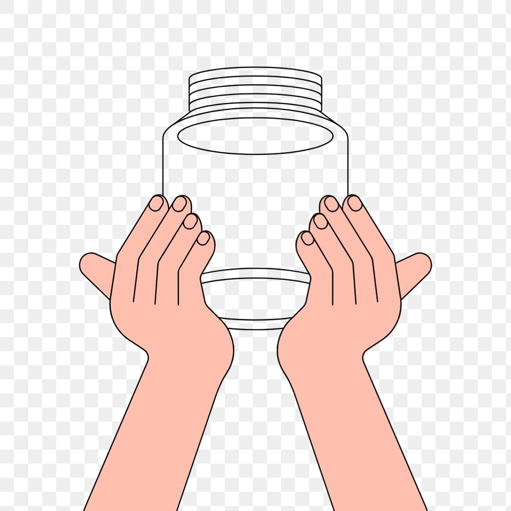 Hands holding empty jar, donation & charity illustration, editable design