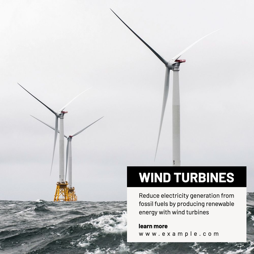 Wind turbines Instagram post template, editable text