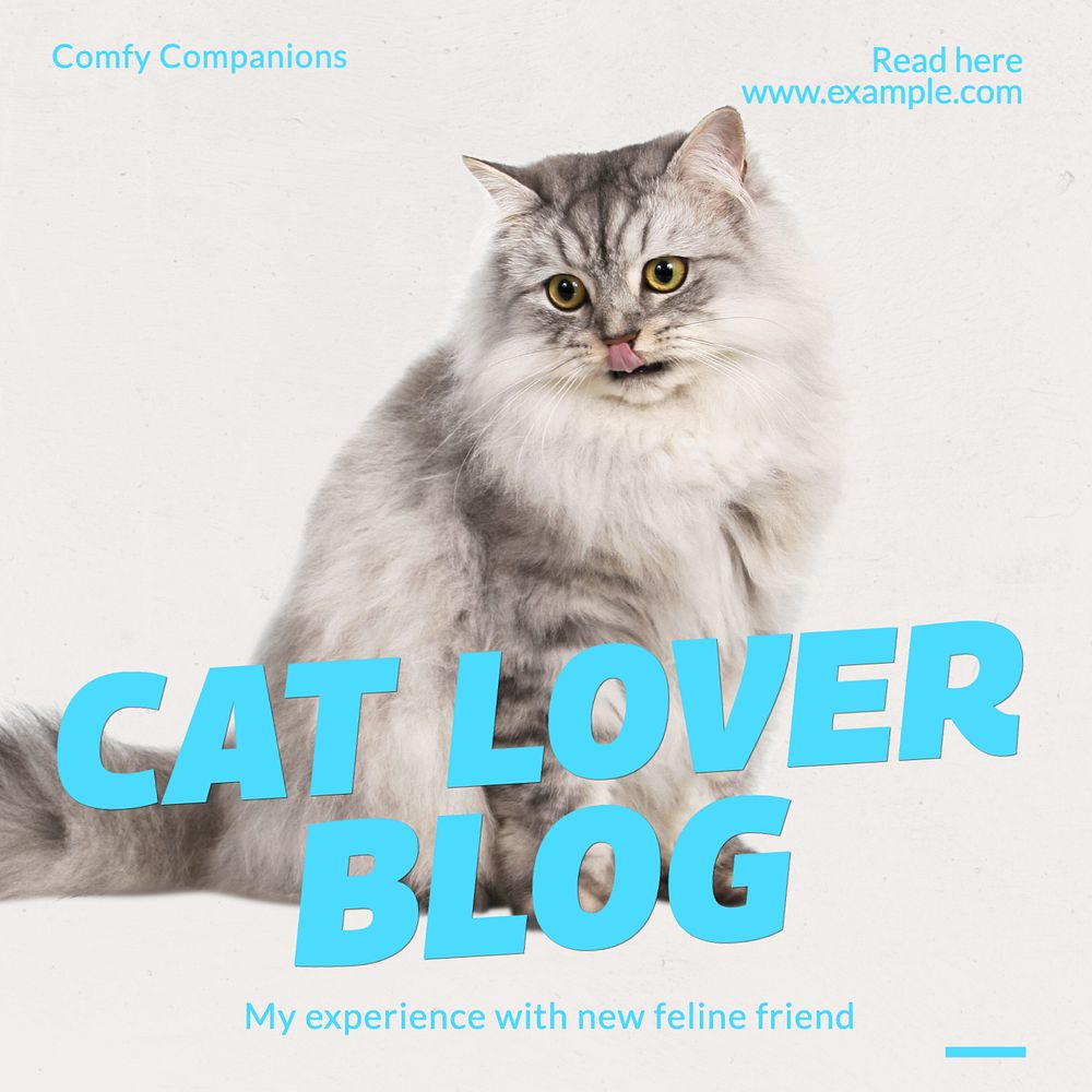 Cat lover Instagram post template, editable text