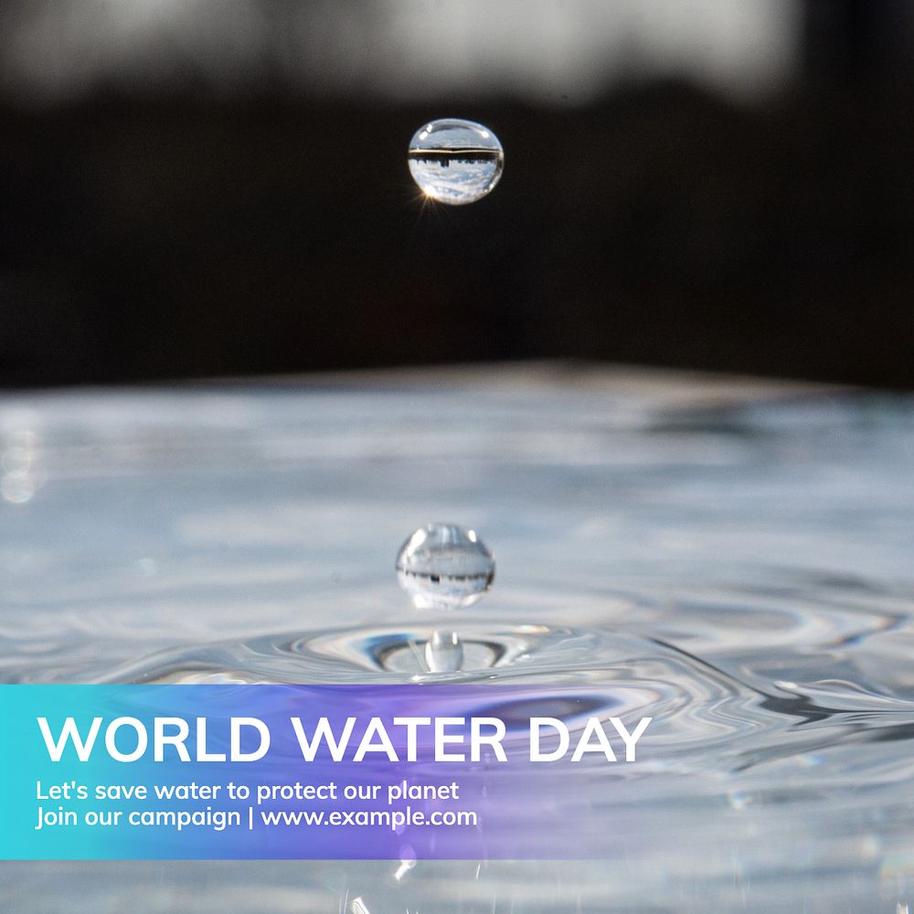 World water day Instagram post template, editable text