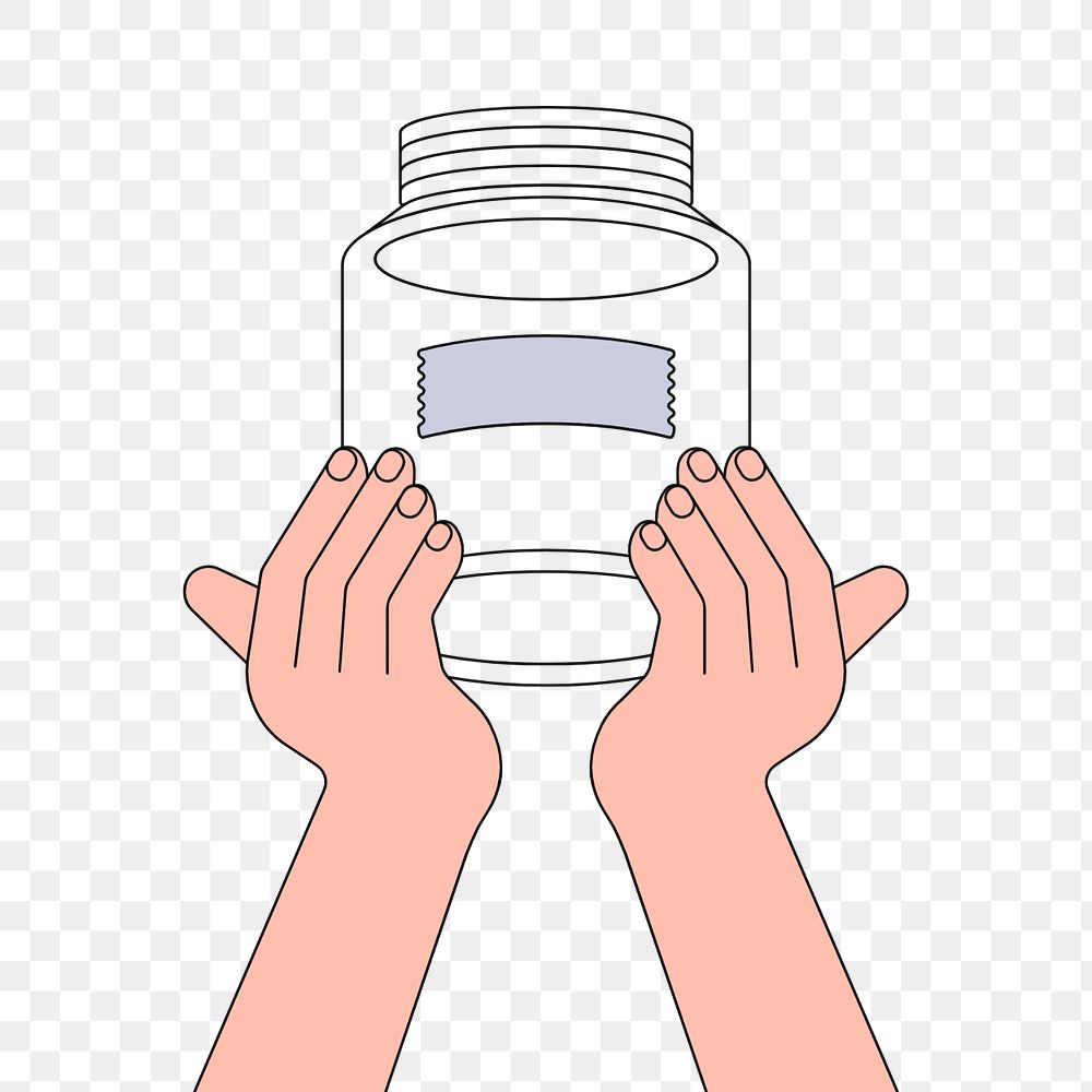 Hands holding empty jar, donation & charity illustration, editable design