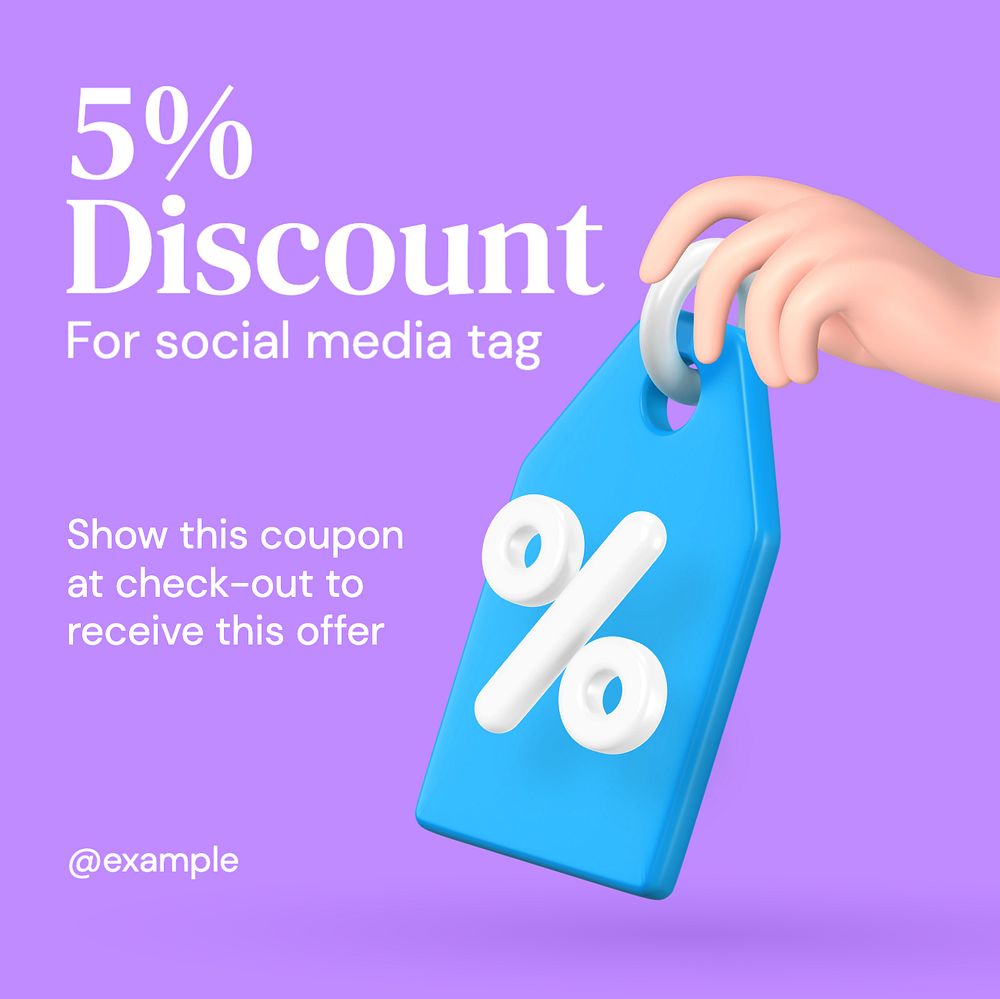 Social media discount Instagram post template, editable text